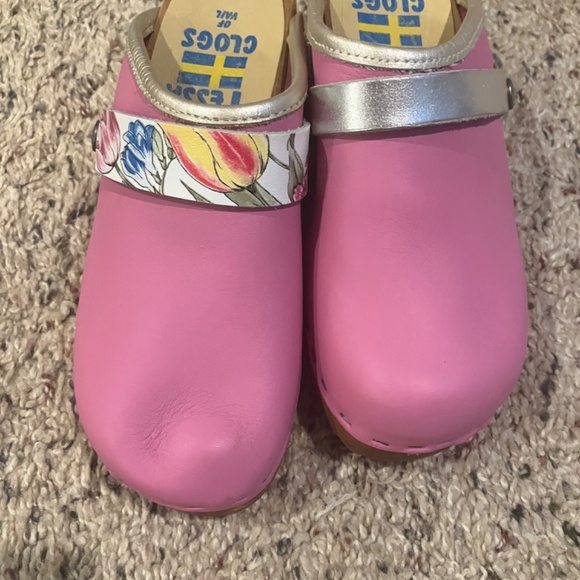 Pink Tessa Clogs handmade handprinted child size 2 - Picture 2 of 7